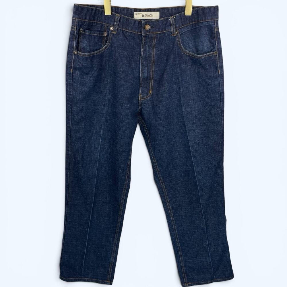PJ Mark Mens Dark Wash Denim Straight Leg Loose Fit Jeans Size 38x32 (38x30)